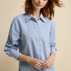 Camicia Fantasia Over in Cotone - BLU RIGATO