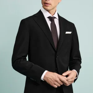 Abito in Lana Vergine Slim Fit con Revers Classico - NERO