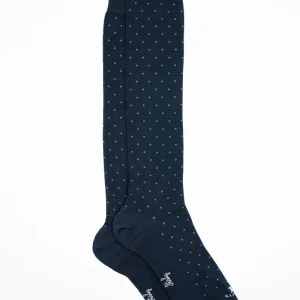 Calze Lunghe in Cotone Fantasia Quadretti - BLU/BLUETTE