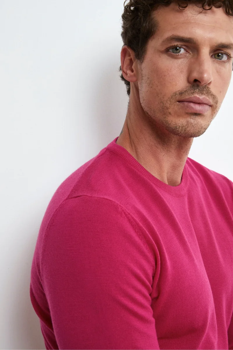 Pullover Girocollo in Lana Merino - CICLAMINO - immagine 3