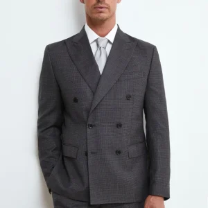 Abito Doppiopetto in Lana Slim Fit - ANTRACITE QUADRI