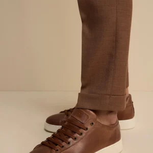 Sneakers in Pelle con suola a contrasto - MARRONE