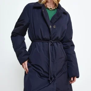 Piumino Midi con Cintura - NAVY