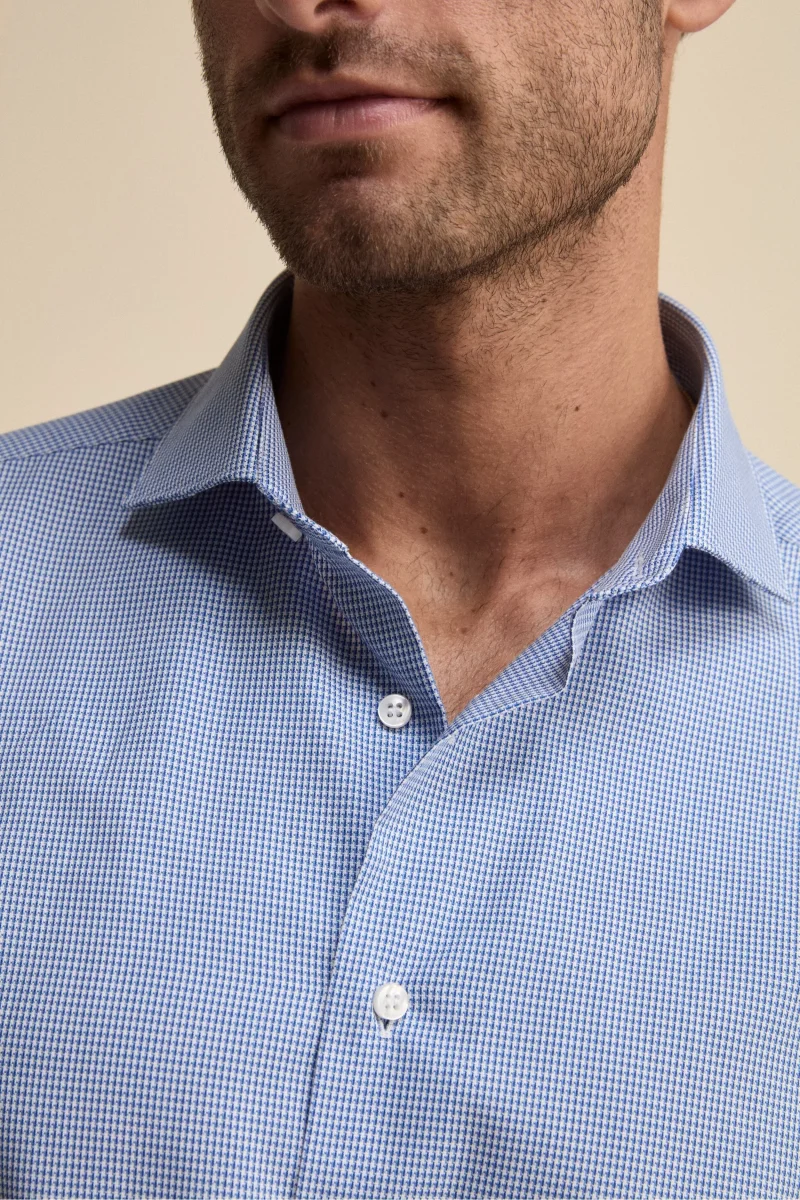 Camicia Fantasia Slim Fit Collo Francese - P/POULE AZZURRO - immagine 3