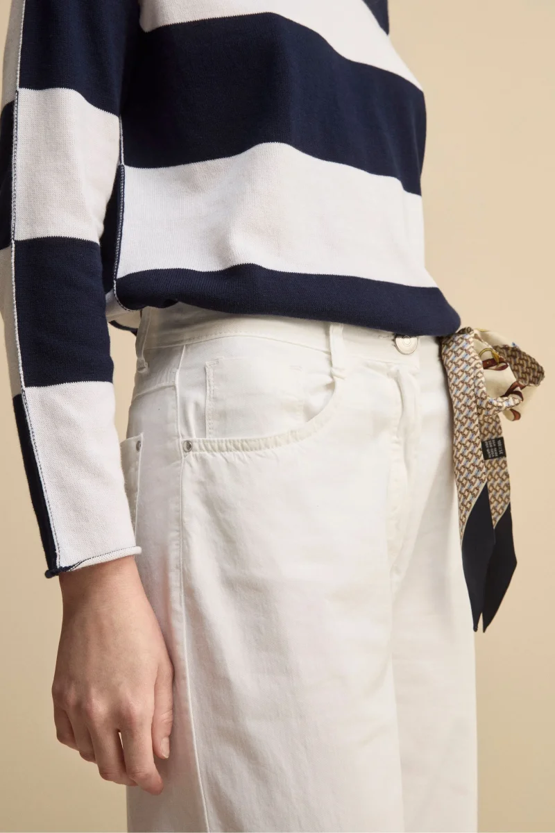 Pantalone Cinque Tasche a Gamba Larga - BIANCO - immagine 3