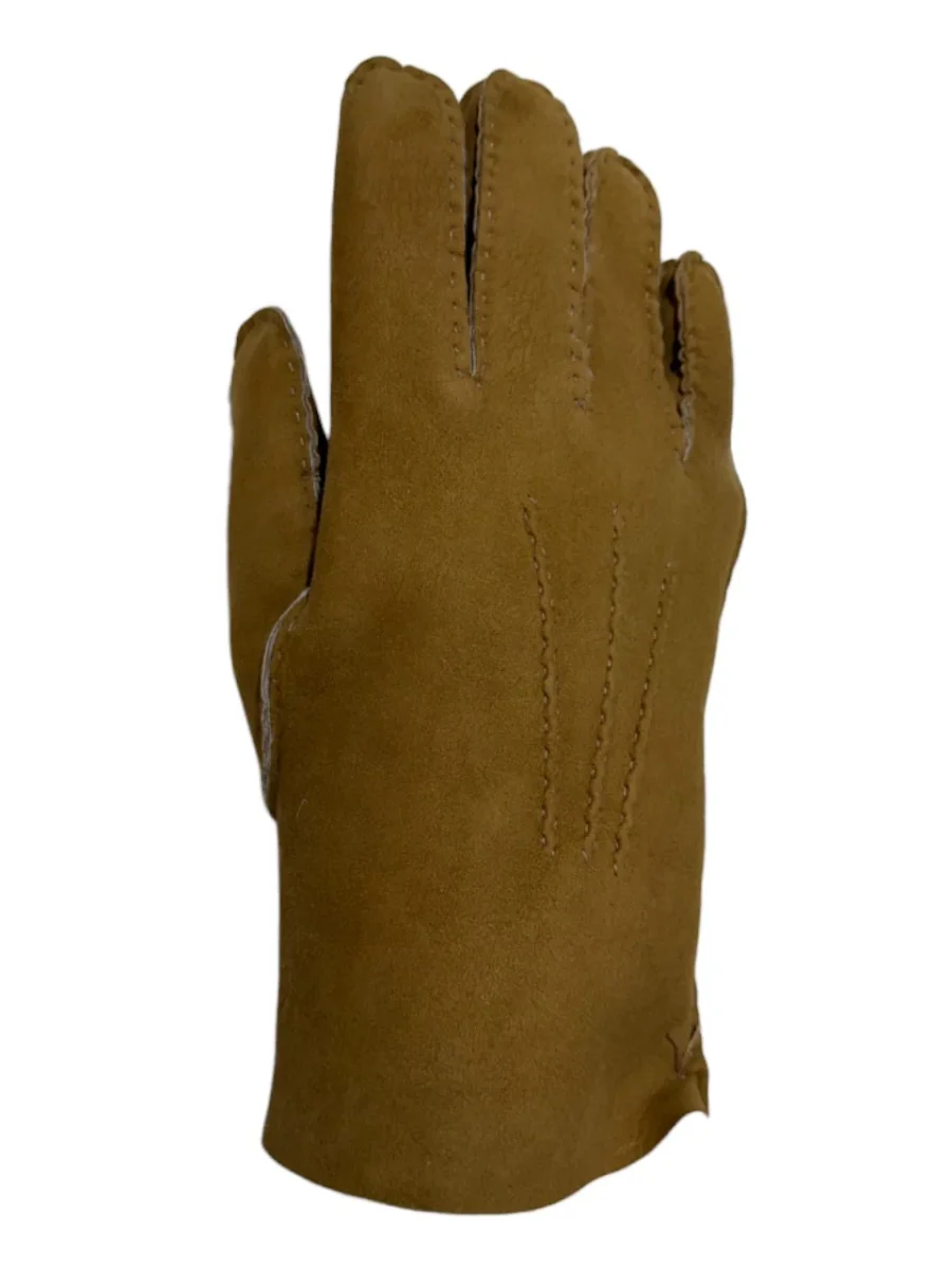 Guanto in vero montone da uomo 3 stripes whisky - immagine 2