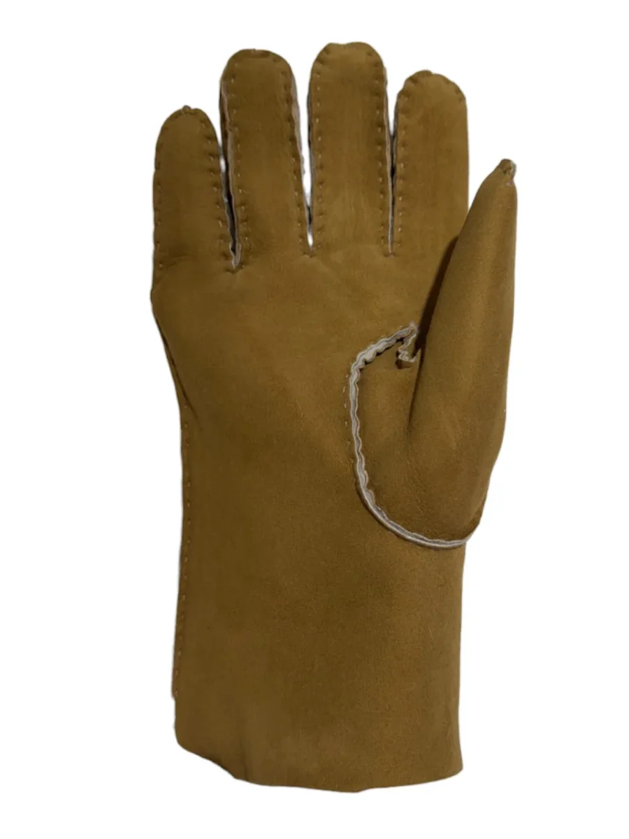 Guanto in vero montone da uomo 3 stripes whisky - immagine 3