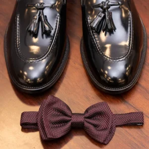 Papillon in seta micro fantasia jaquard bordeaux