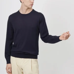 Maglia Girocollo in Lana Merino Navy