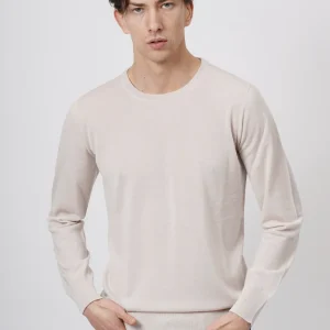 Maglia Girocollo in Lana Merino Beige
