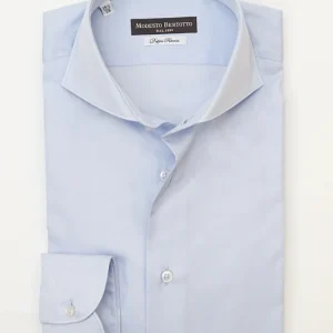 Camicia Regular Fit Azzurra Collo Francese