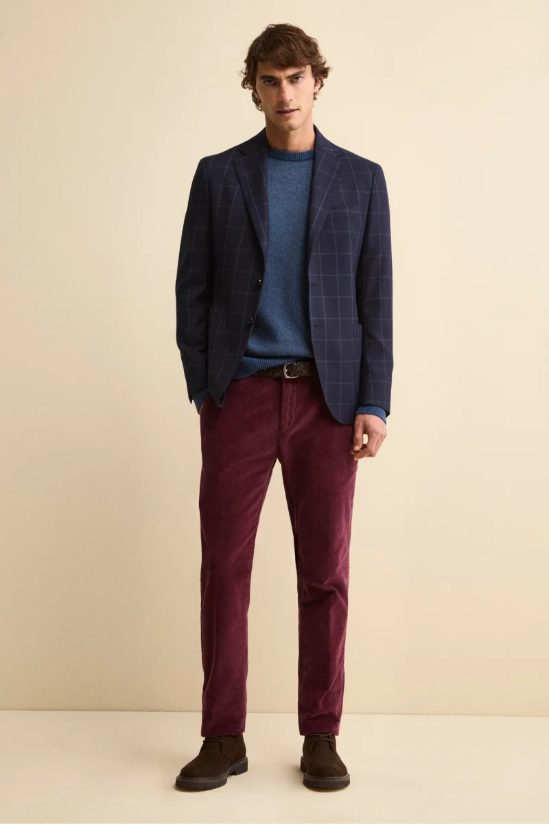 Pantalone Chino Regular Fit in Velluto - BURGUNDY - immagine 3
