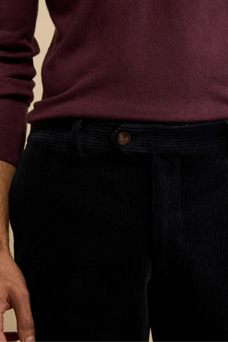 Pantalone Chino in Velluto Comfort Fit - BLU - immagine 3