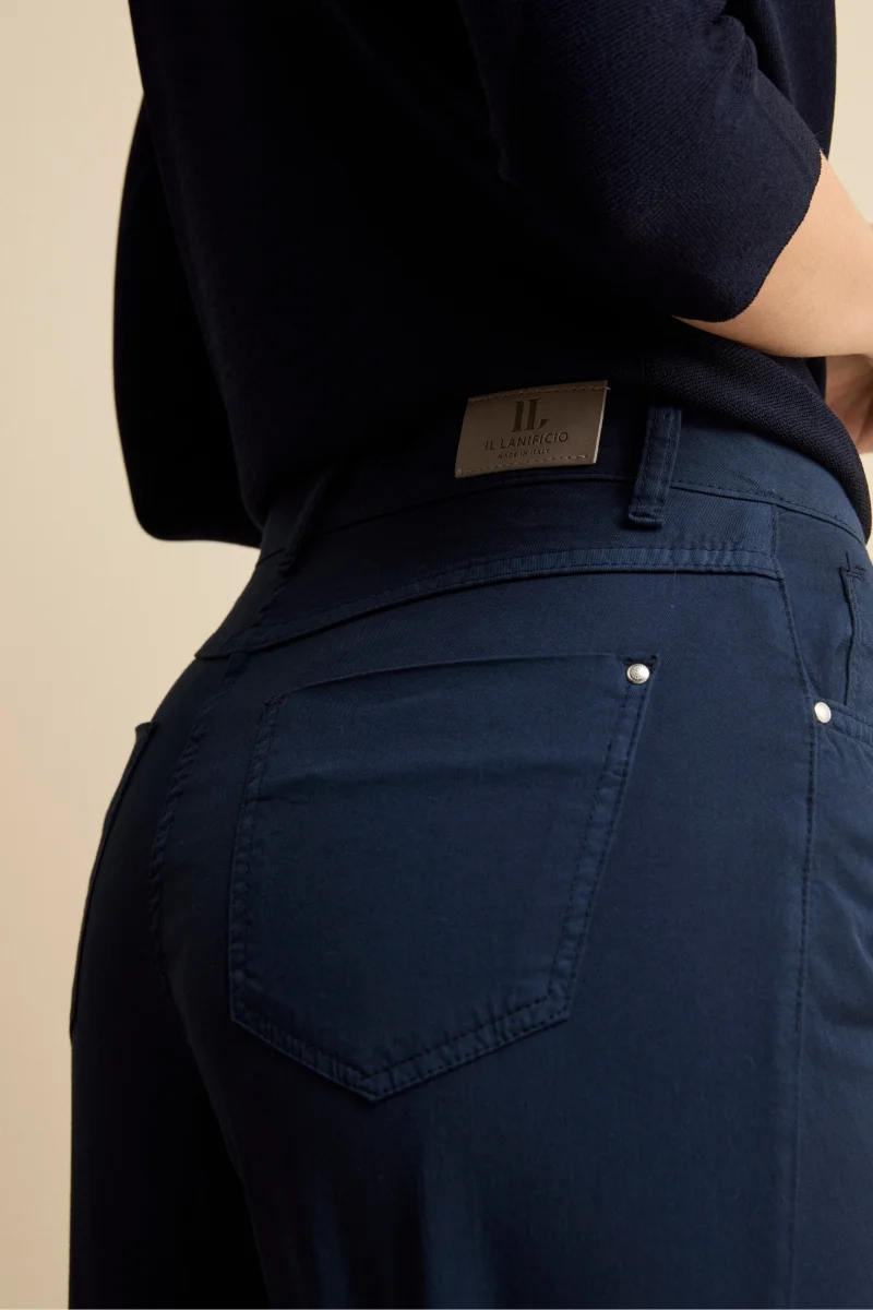 Pantalone Cinque Tasche a Gamba Larga - BLU - immagine 3