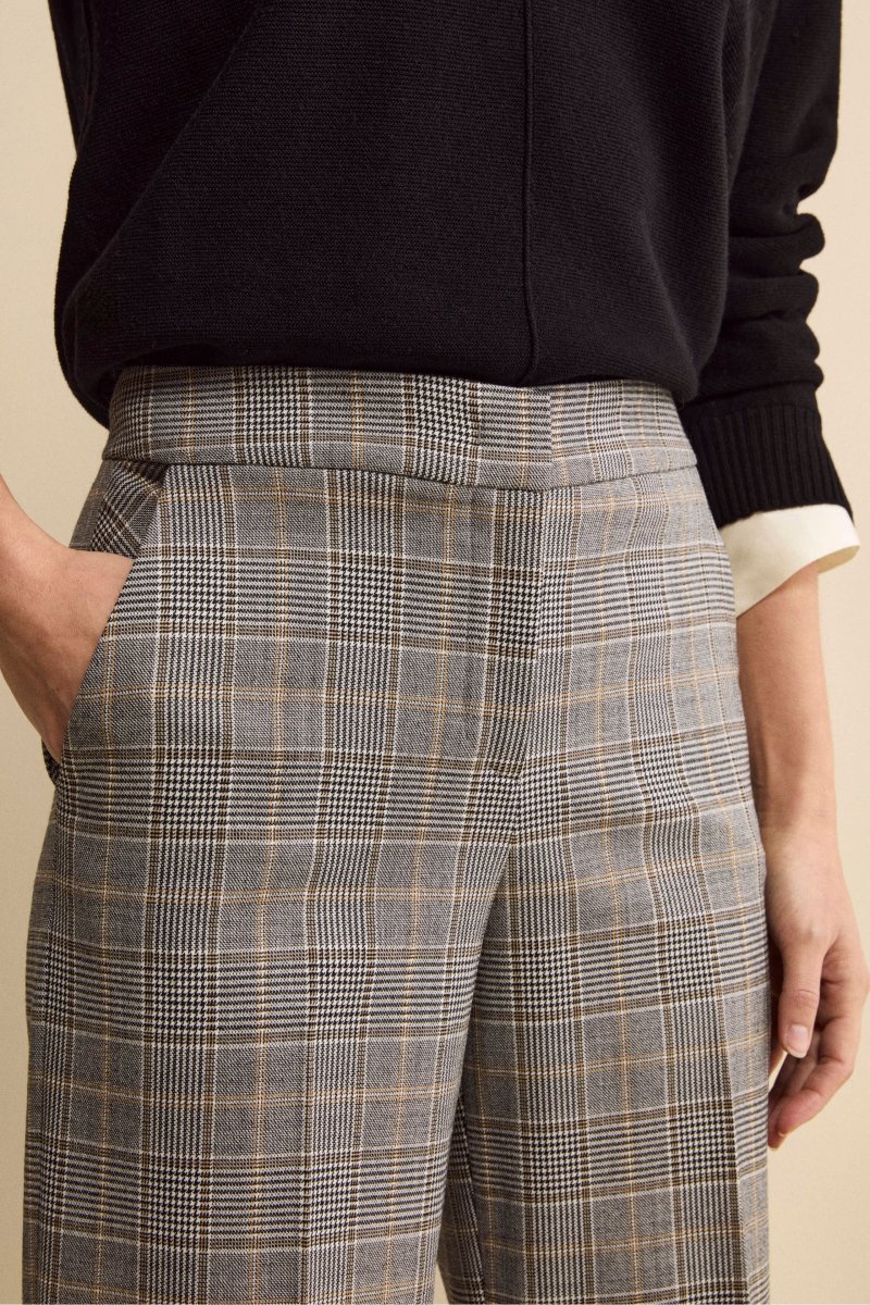 Pantalone Check a Palazzo in Misto Lana - GALLES GRIGIO - immagine 3