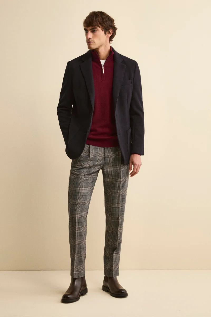 Pantalone Check in Lana con Pinces e Risvolto - GALLES MARRONE - immagine 3