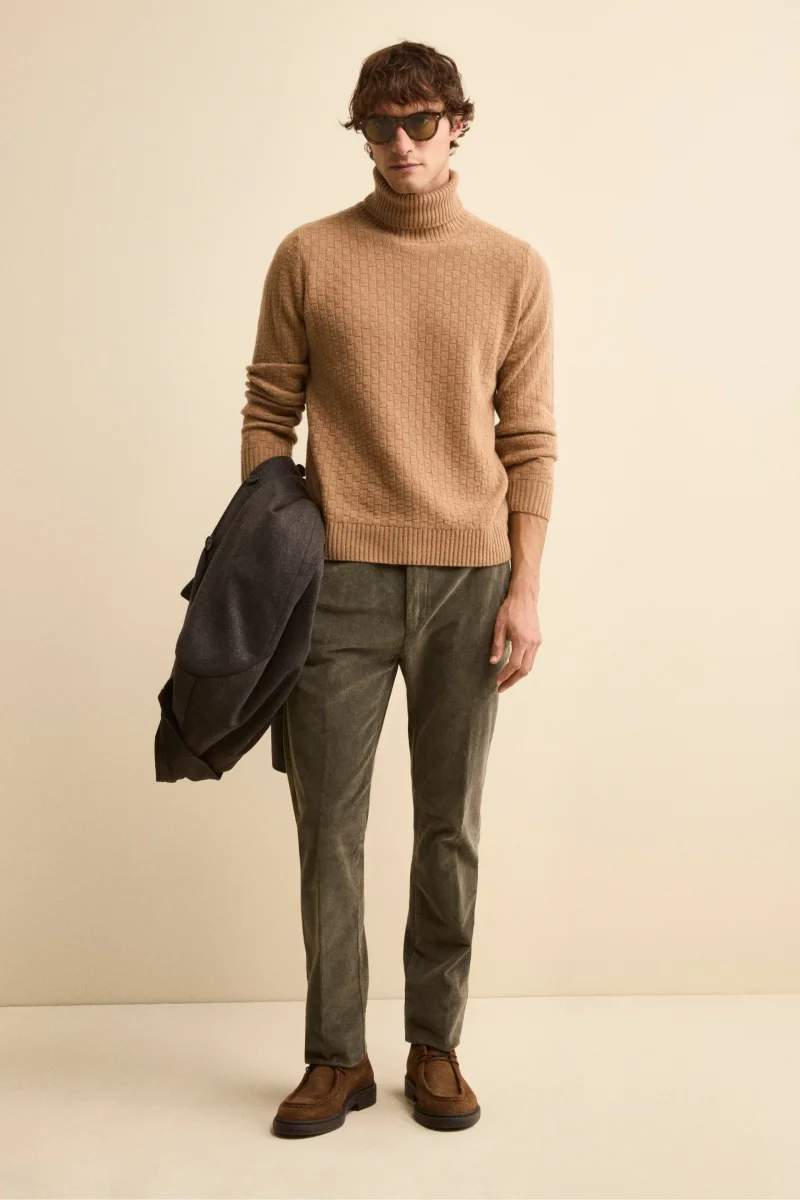 Pantalone Chino Regular Fit in Velluto - VERDE - immagine 3