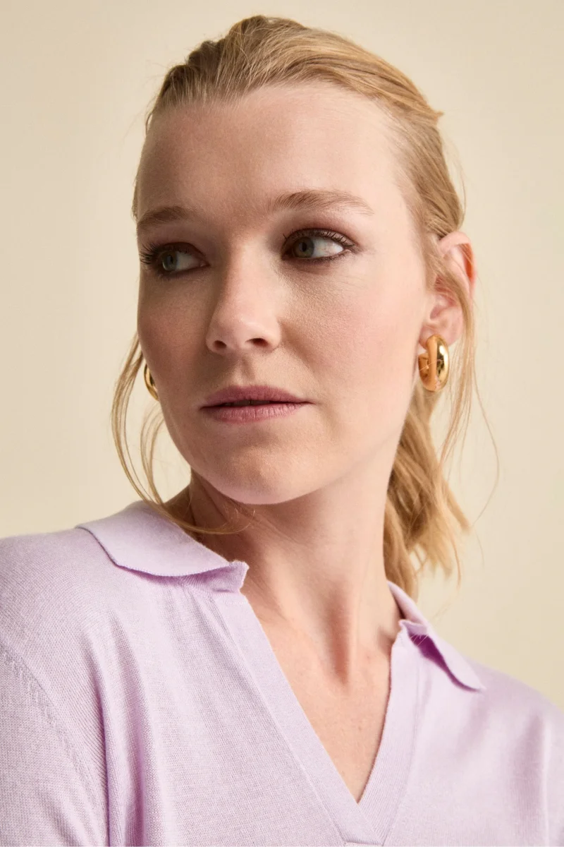 Polo Extrafine in Seta e Cashmere - LILLA - immagine 3