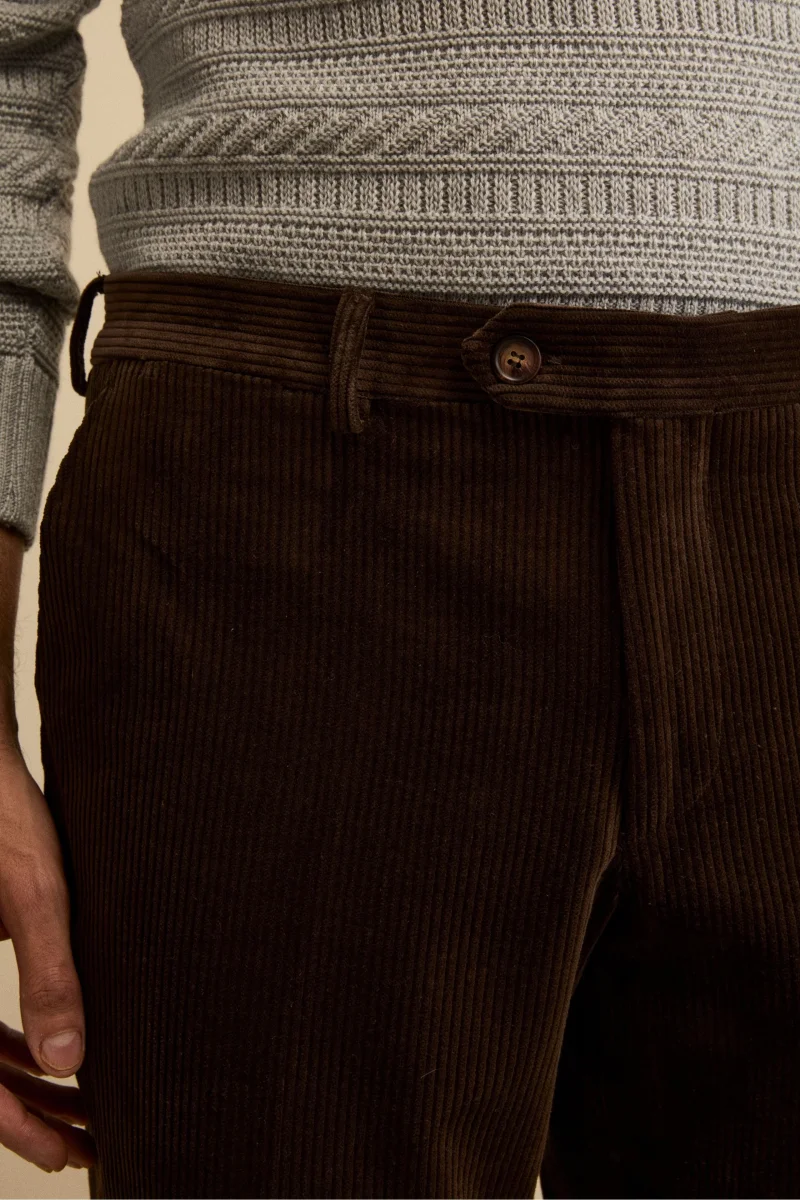 Pantalone Chino in Velluto Comfort Fit - MARRONE - immagine 3