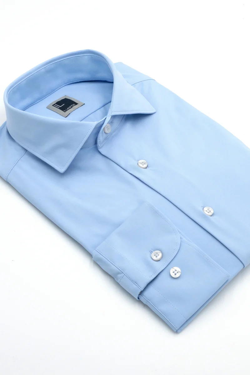 Camicia in jersey slim fit - AZZURRO - immagine 3