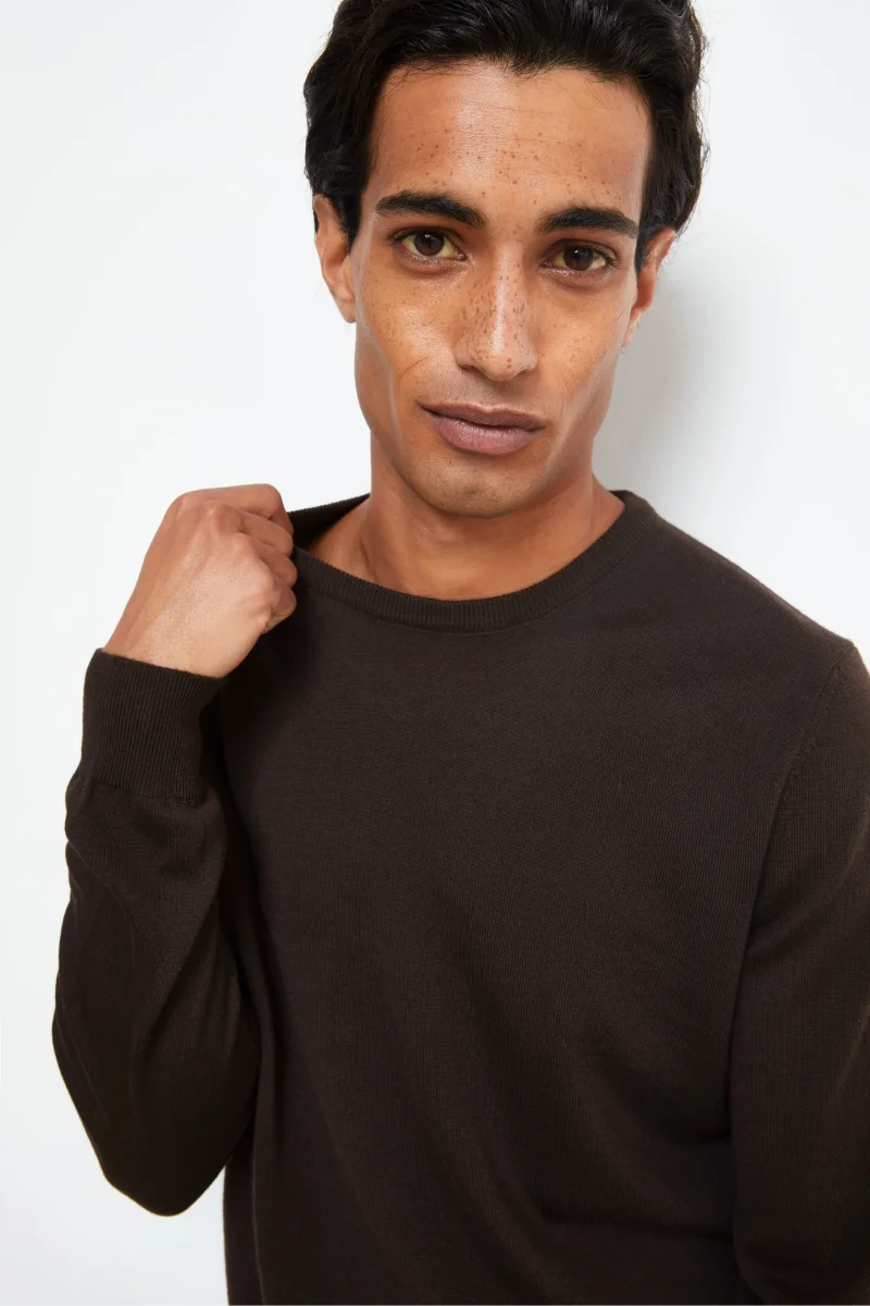 Pullover Girocollo in Lana Merino - CUOIO - immagine 3