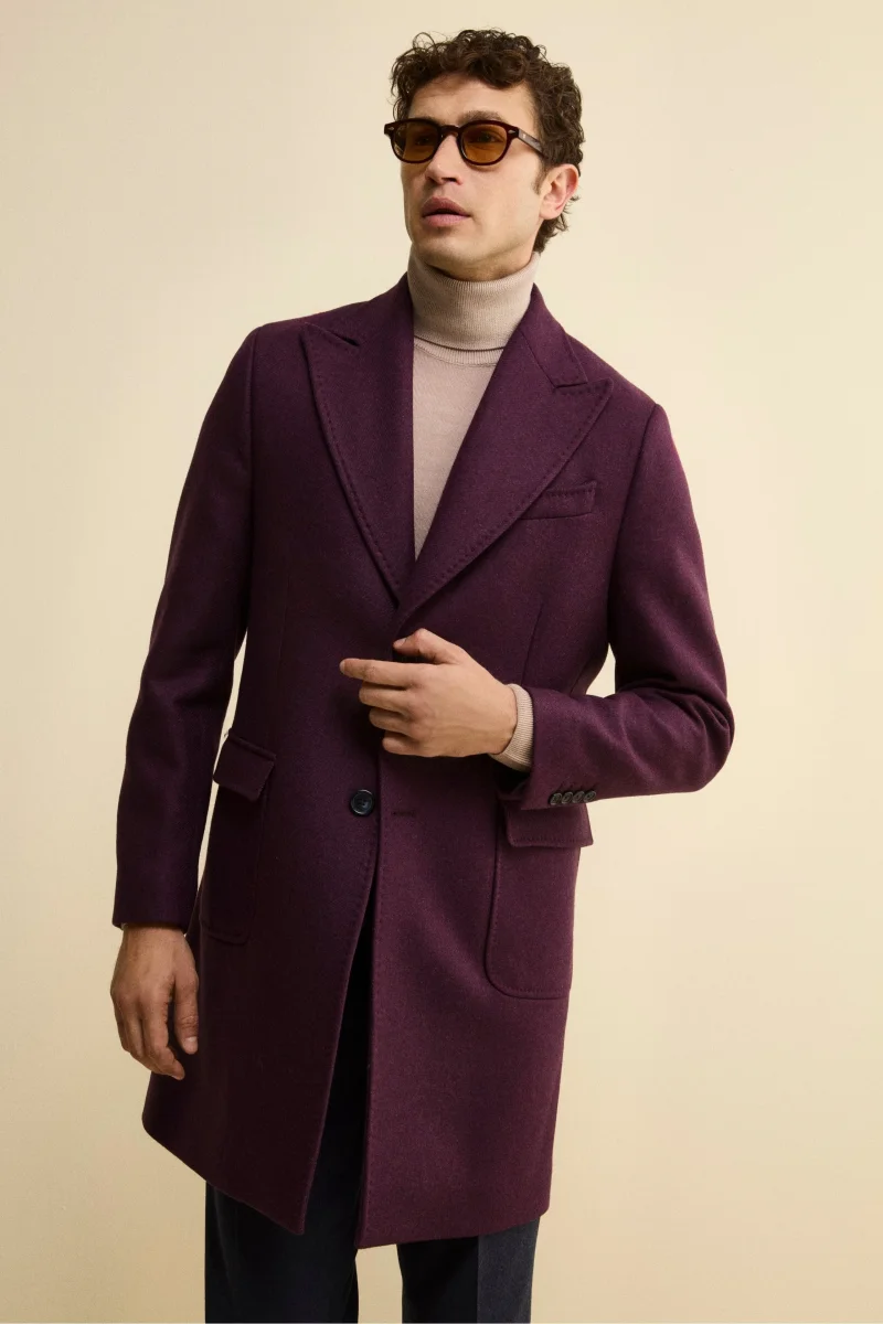 Cappotto Twill in Lana - MELANZANA