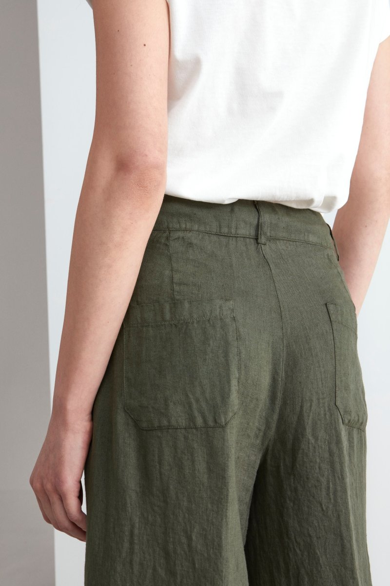 Pantaloni in lino cropped - FANGO - immagine 3