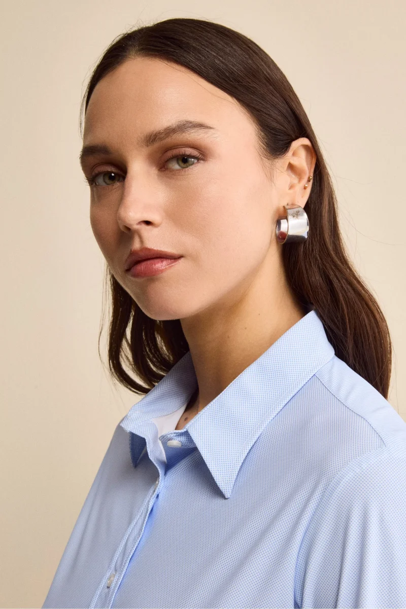 Camicia Microfantasia in Tessuto Tecnico - FANT. AZZURRO - immagine 3