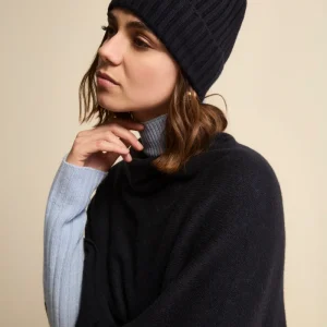Cappello in cashmere a coste - BLU MARINE