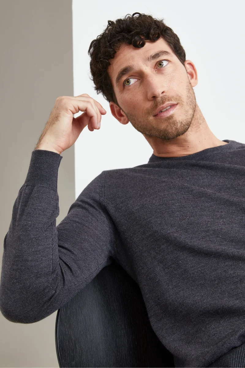 Pullover Girocollo in Lana Merino - ANTRACITE - immagine 3