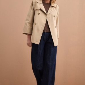 Trench Corto Doppiopetto Oversize - BEIGE