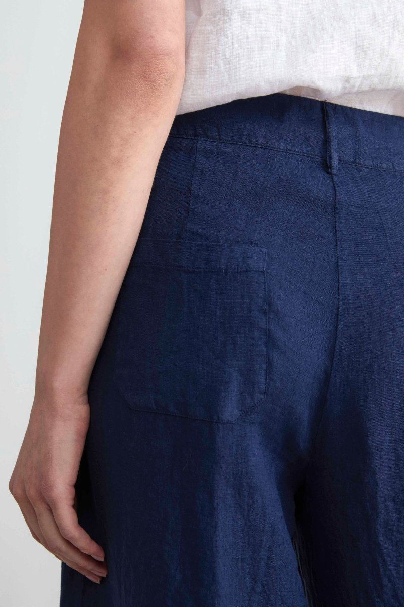 Pantaloni in lino cropped - BLU COPIATIVO - immagine 3