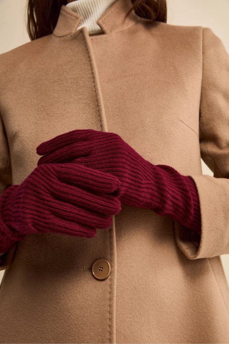 Guanto a Coste in Lana e Cashmere - VINO - immagine 3