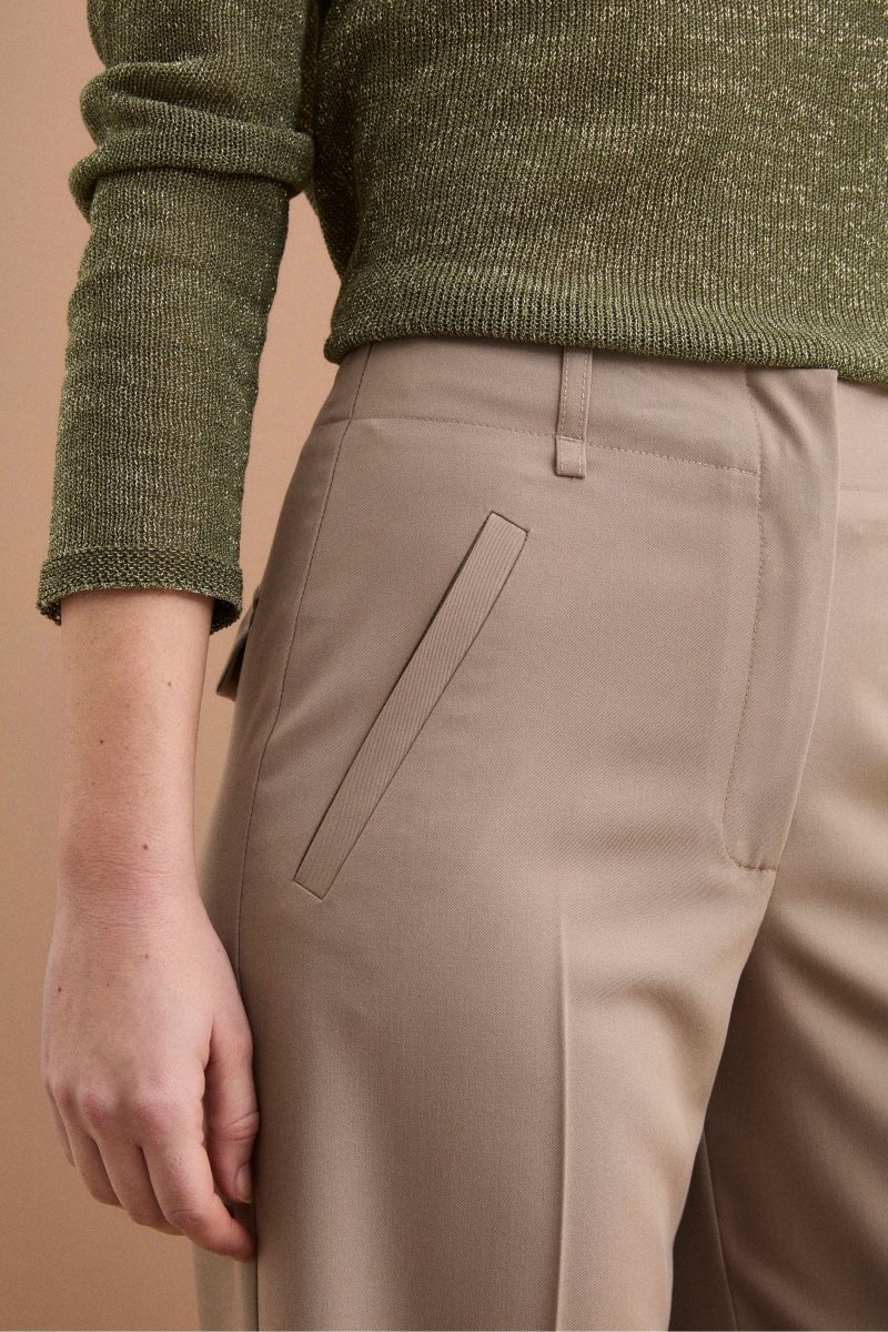 Pantalone Elegante a Palazzo con Piega - TORTORA - immagine 5