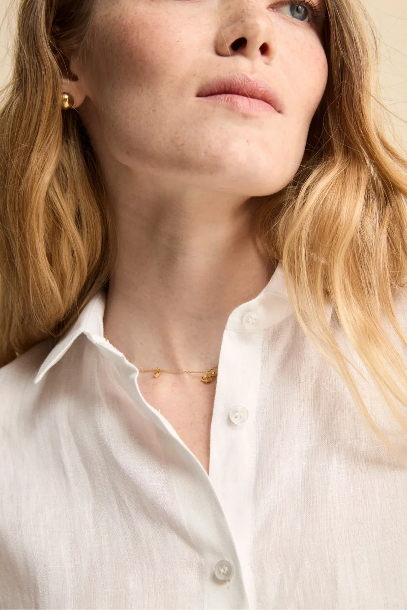 Camicia Boxy in Lino - BIANCO - immagine 4