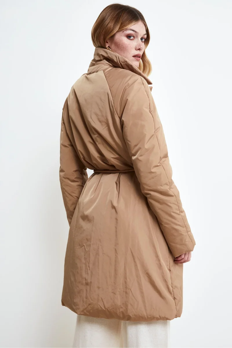 Piumino Midi con Cintura - BEIGE - immagine 3