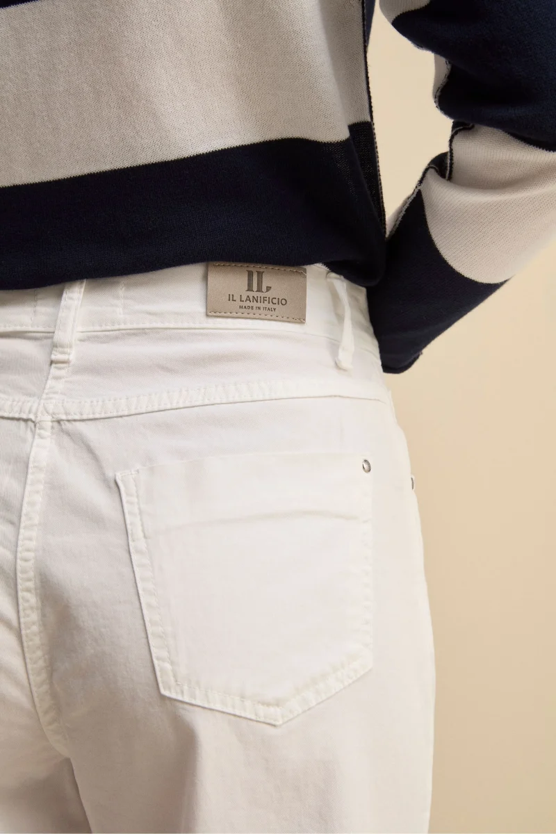 Pantalone Cinque Tasche a Gamba Larga - BIANCO - immagine 4