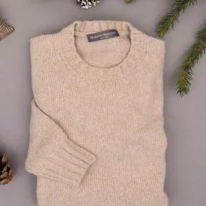 Maglia girocollo in Lana Cashmere Bottonato Crema