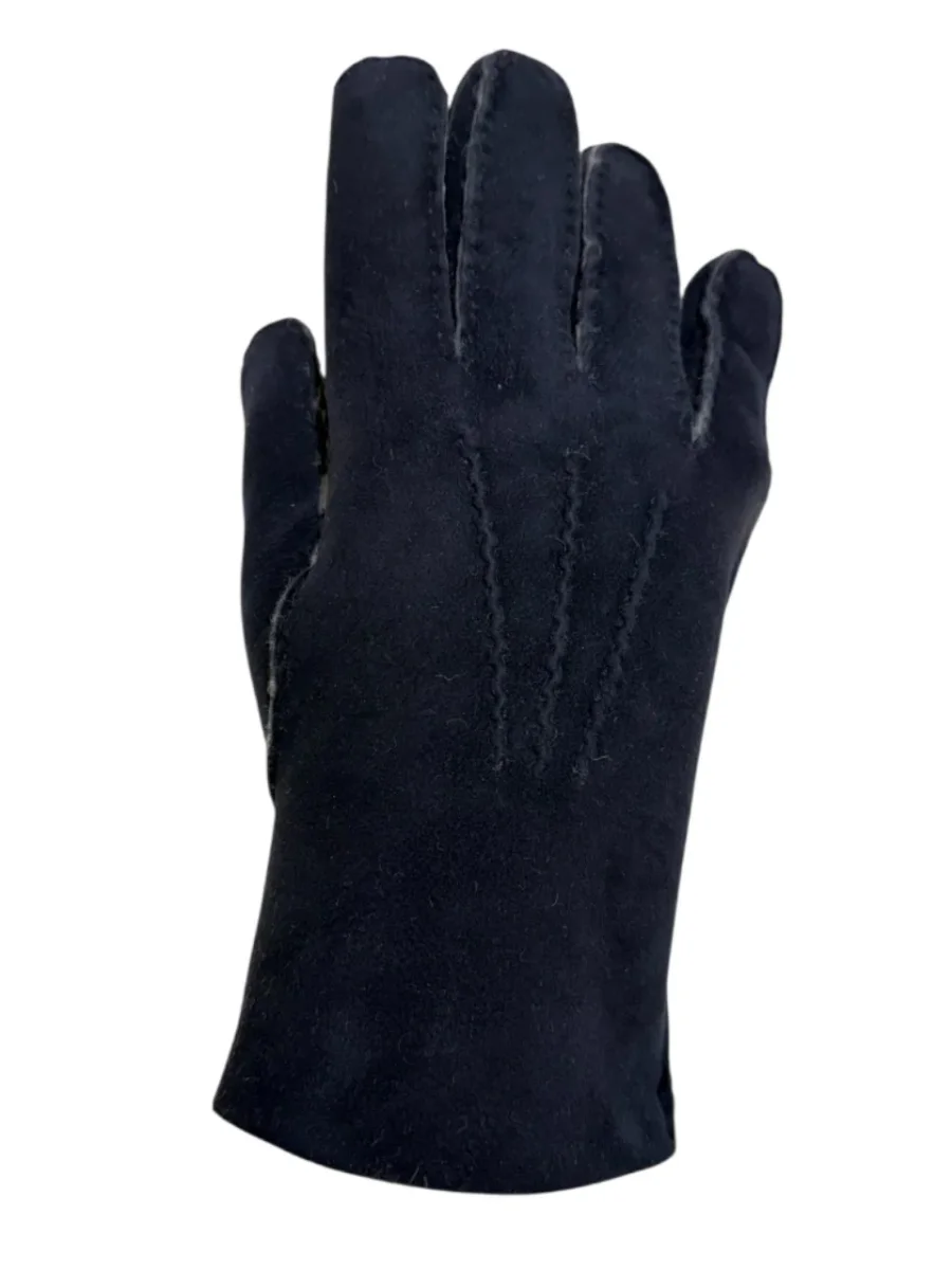 Guanto in vero montone da uomo 3 stripes blu - immagine 2