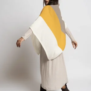 Poncho in Cashmere Beige Fantasia Arancio e Tortora