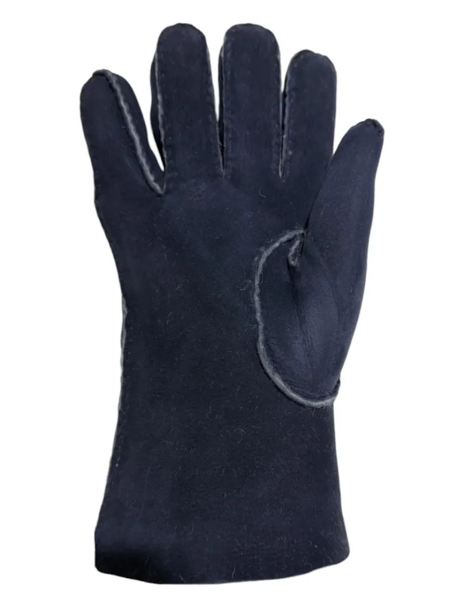 Guanto in vero montone da uomo 3 stripes blu - immagine 3