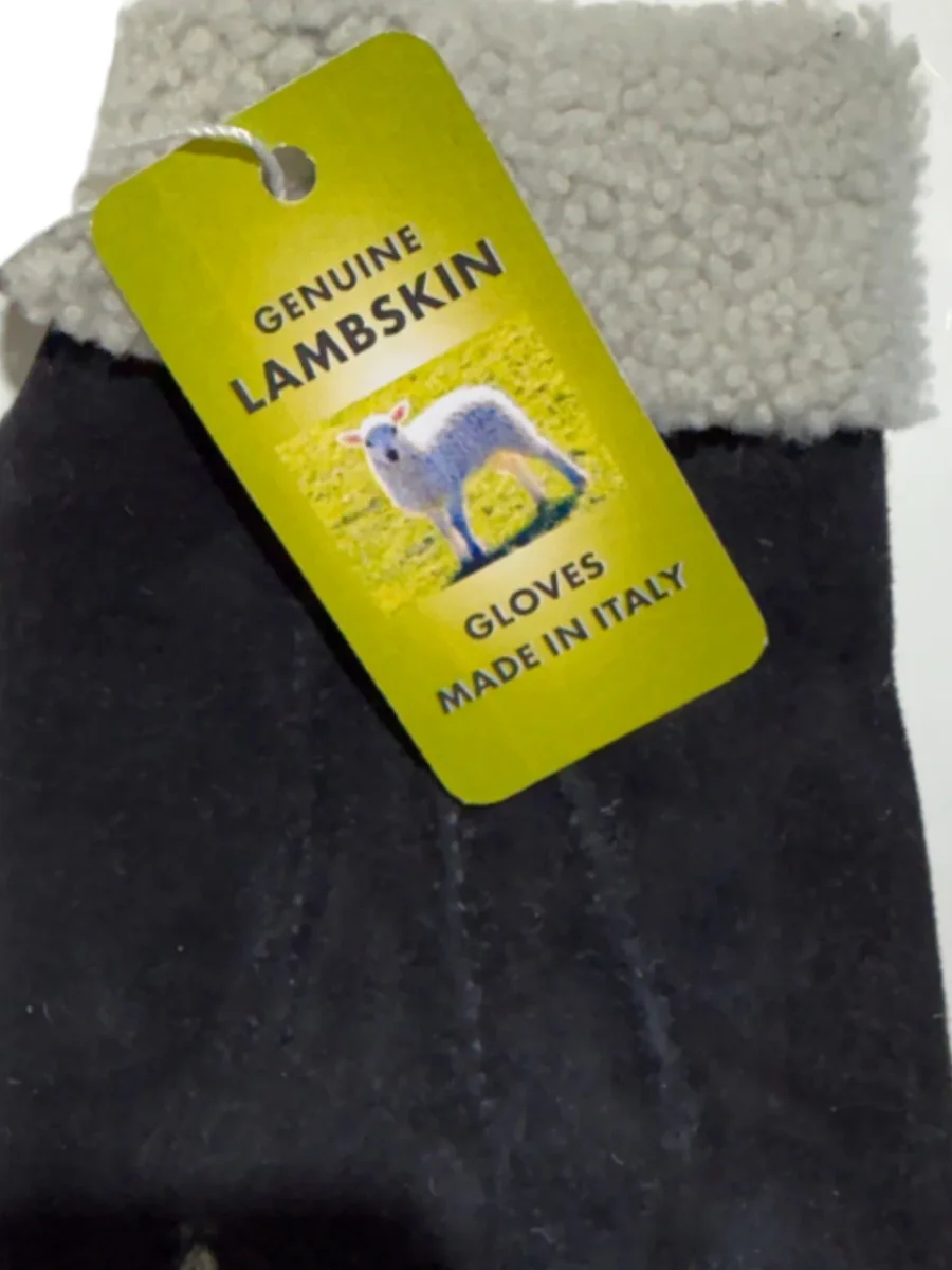 Guanto in vero montone da uomo 3 stripes blu - immagine 4