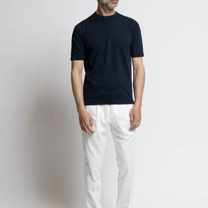 Maglia Manica Corta cotone "crépe" Girocollo Blu