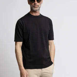 Maglia Manica Corta cotone "crépe" Girocollo Nero