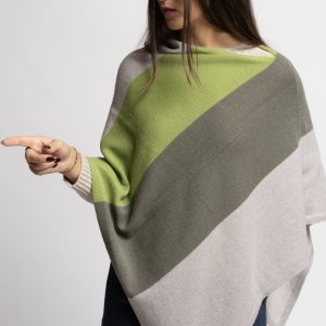 Poncho in Cashmere Beige, Verde e Militare