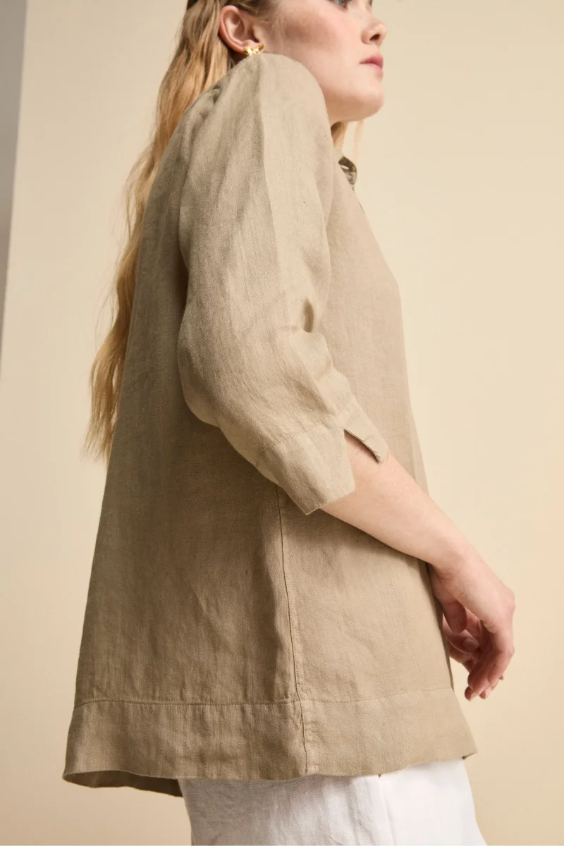 Camicia Boxy in Lino - TORTORA - immagine 4