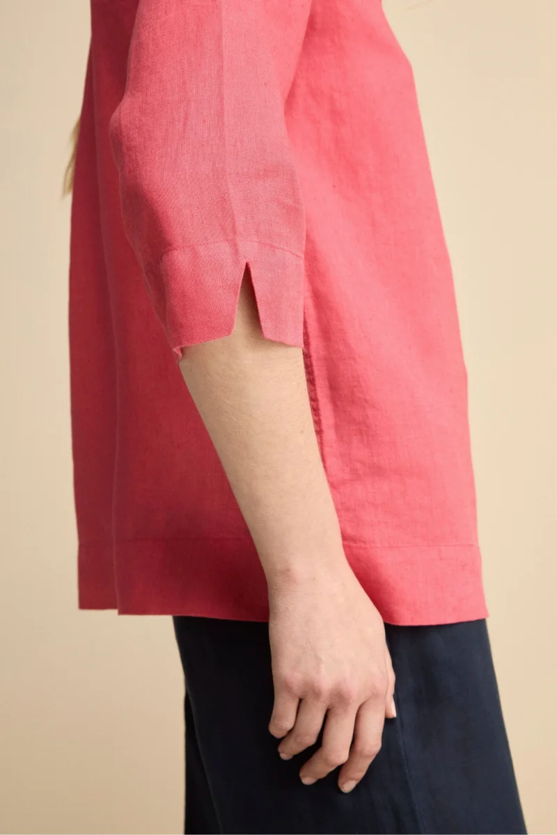 Camicia Boxy in Lino - CORALLO - immagine 5