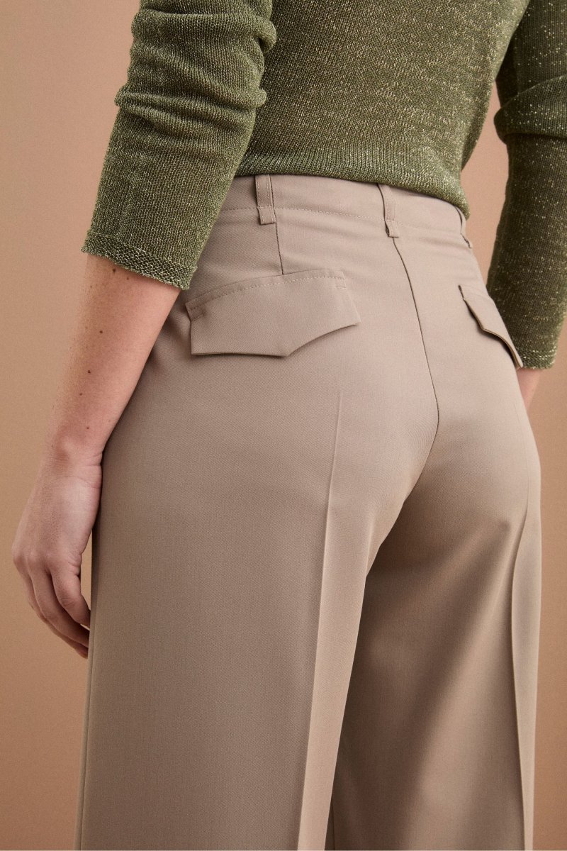 Pantalone Elegante a Palazzo con Piega - TORTORA - immagine 4