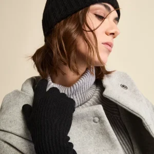 Guanto a Coste in Lana e Cashmere - NERO