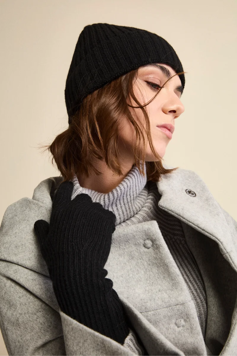 Guanto a Coste in Lana e Cashmere - NERO - immagine 2
